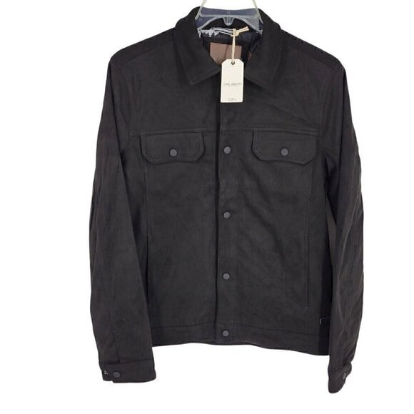 NWT Civil Society Black Faux Suede Snap Collared Mabel Jacket Medium
